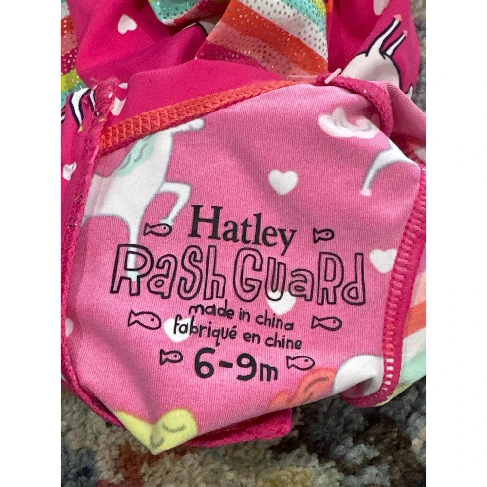 Hatley‎ Swimsuit Girls 6-9m Pink Unicorn UPF 50 Long Sleeve Rashguard NWT